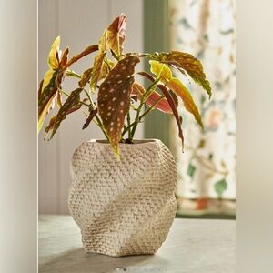 ANTHROPOLOGIE Lennon Textured Twist Cement Pot NEW